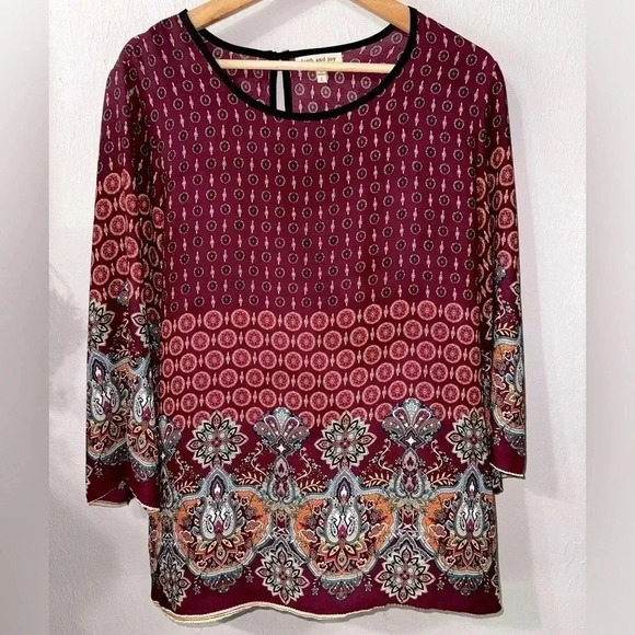 Faith and Joy Boho Flowy Top Size Large - Picture 1 of 5
